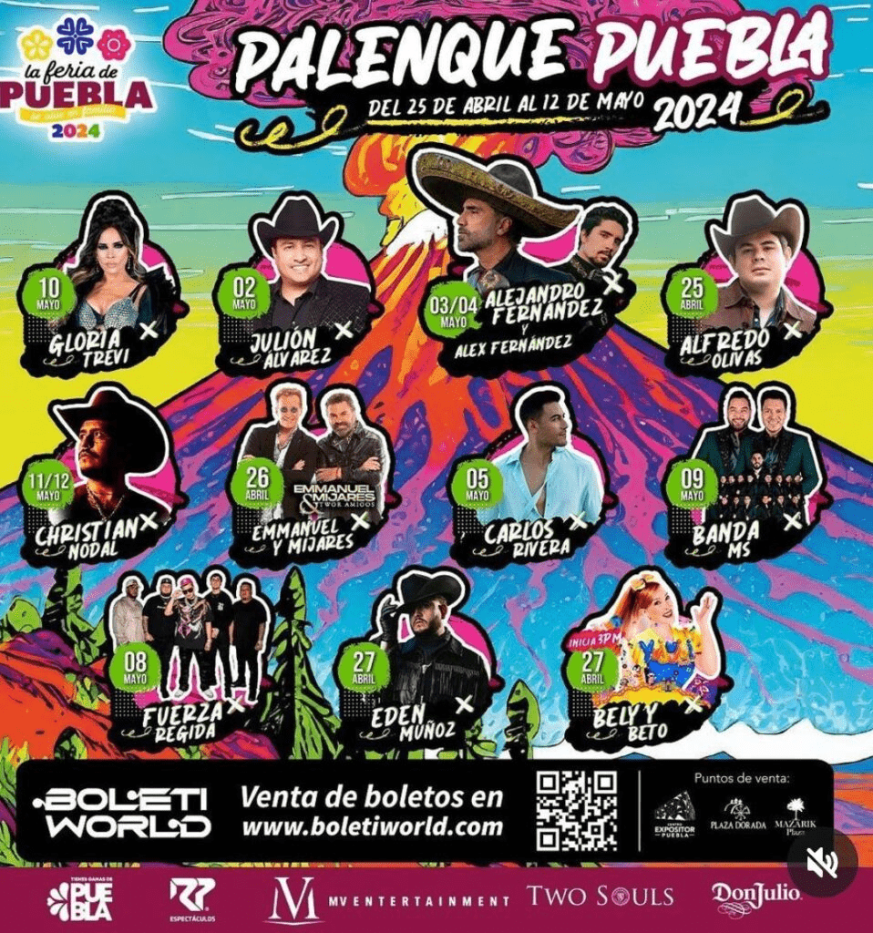 Lista!! Cartelera Palenque Feria Puebla 2024